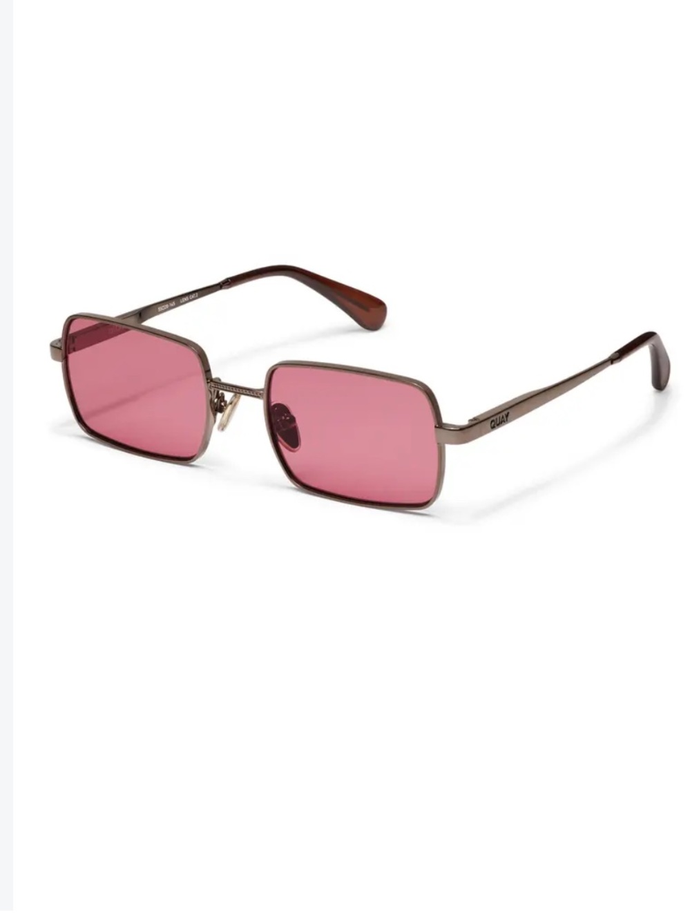 Quay DND 55mm Small Square Sunglasses in Polished Chocolate / Magenta